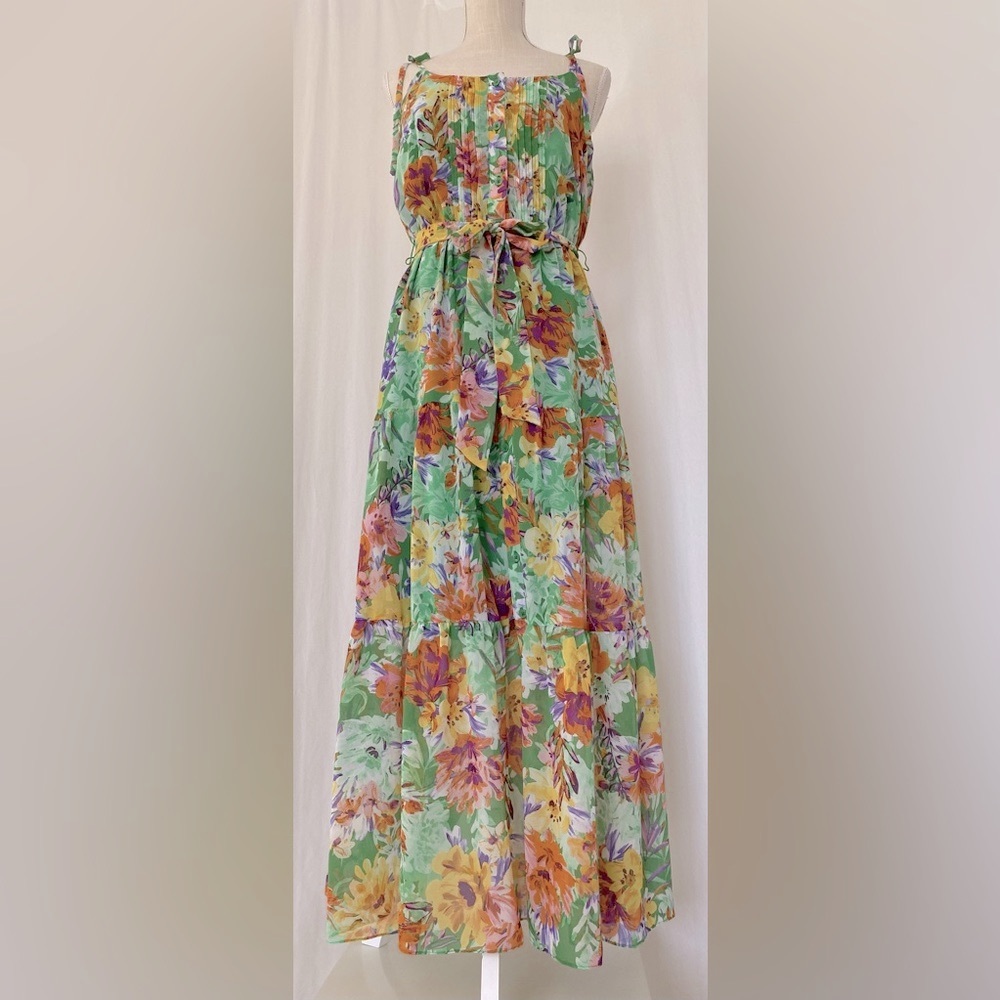 DONNA MORGAN Floral Green Maxi Dress